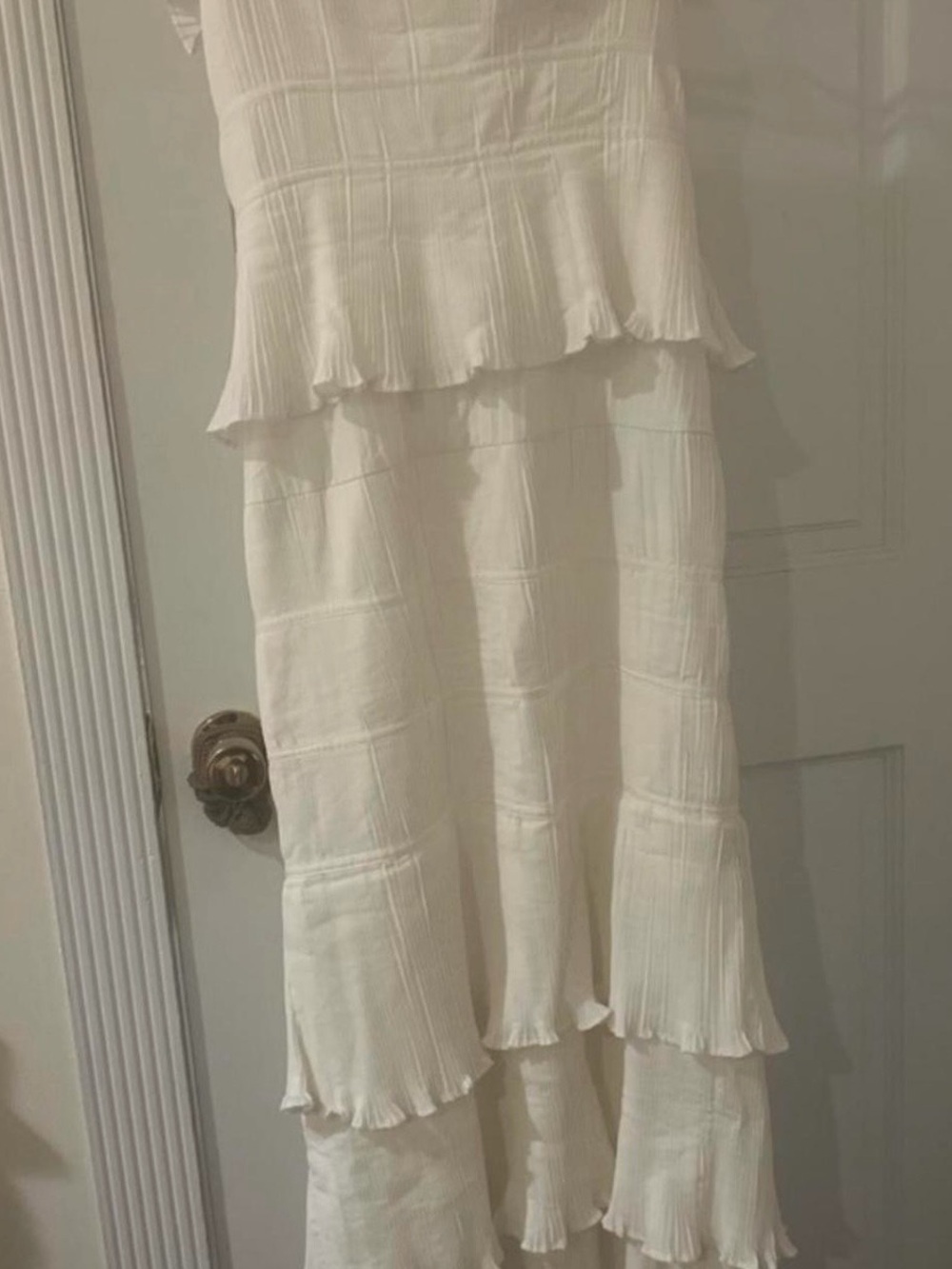 Anthropologie white Tiered Ruffle Maxi Dress